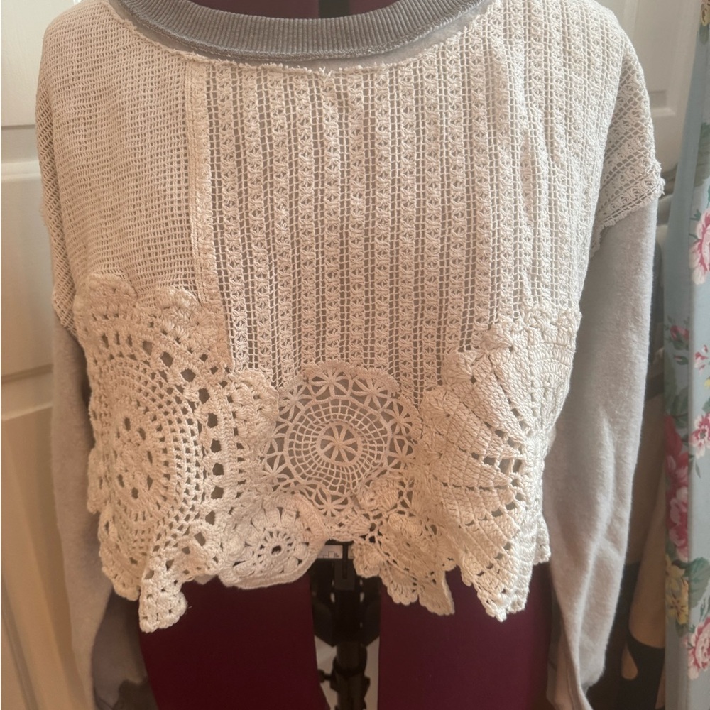 BDG Gray and Cream Knit Sweater urban outfitters